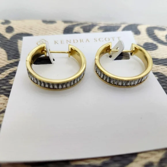 SOLD!!!    Kendra Scott  Crystal & Gold Hoop Earrings - Picture 7 of 8